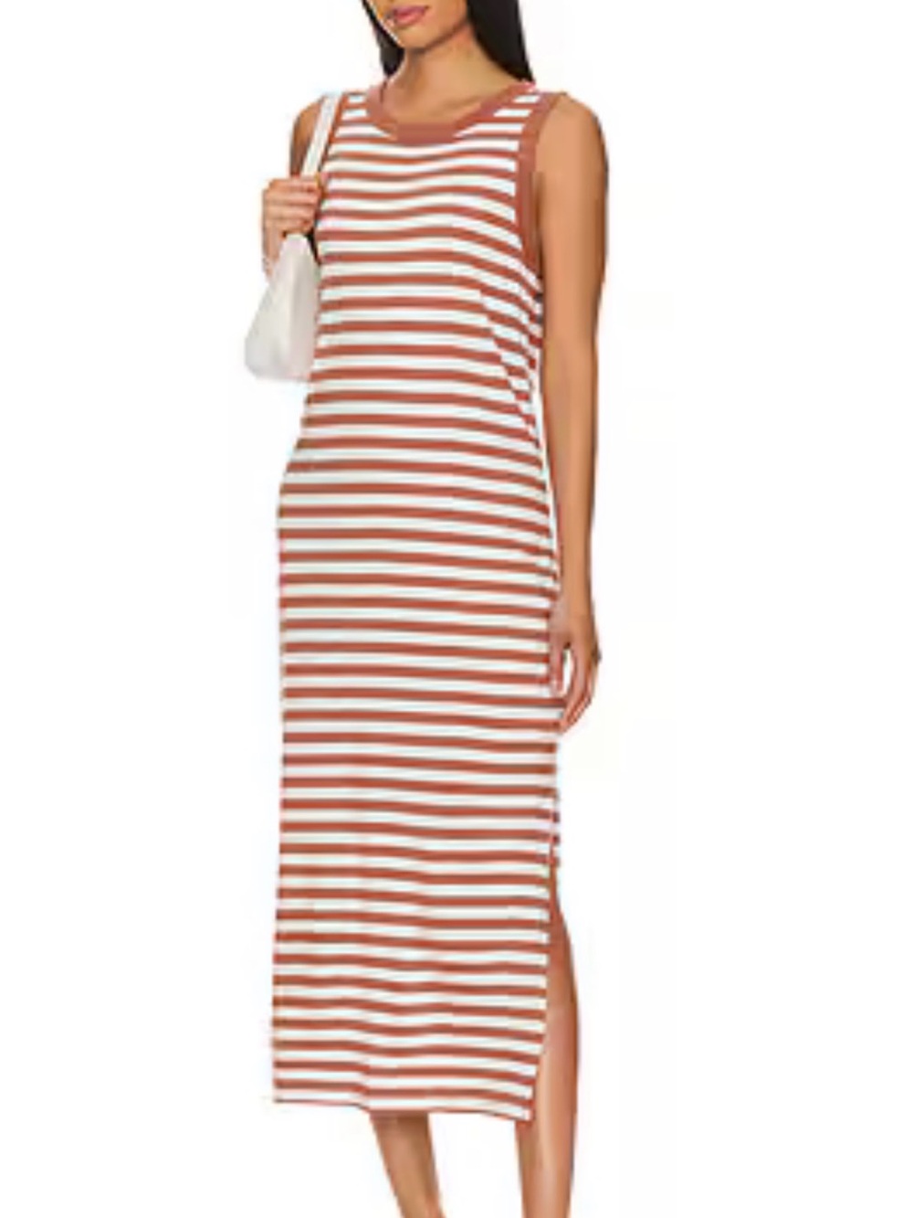 Sanctuary Rust and White Striped Tank Midi Dress